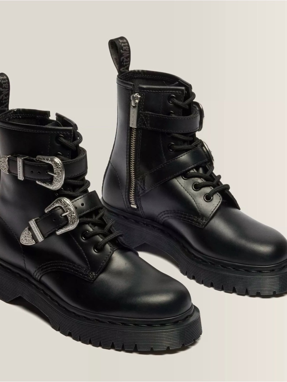 Dr. Martens 1460 Bex Buckle Boots Black Leather Size Women’s 10 NIB NWT